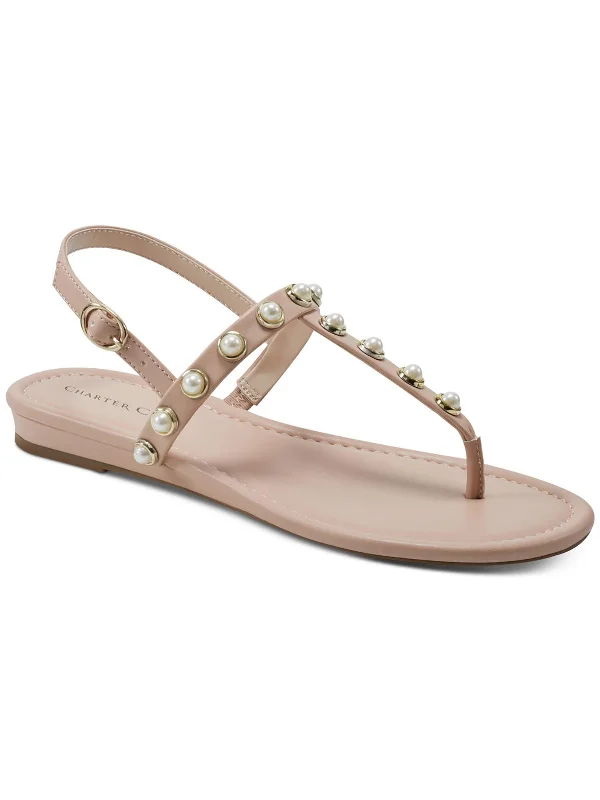 sandals with textured straps-  Comfortable sandals for picnics and barbecues-Avita Womens Faux Leather Embellished Slingback Sandals