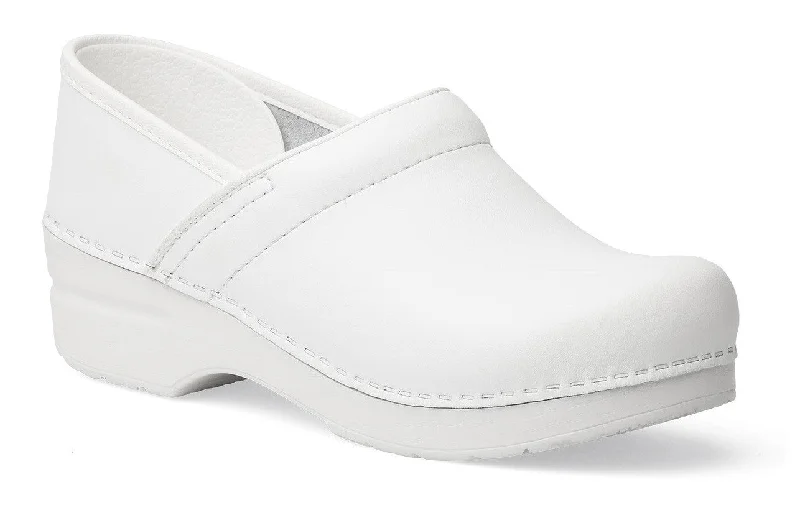 mules-&-clogs-with-fashion-forward-style-Black-clogs-with-comfort-Dansko Professional Clog White Box Leather