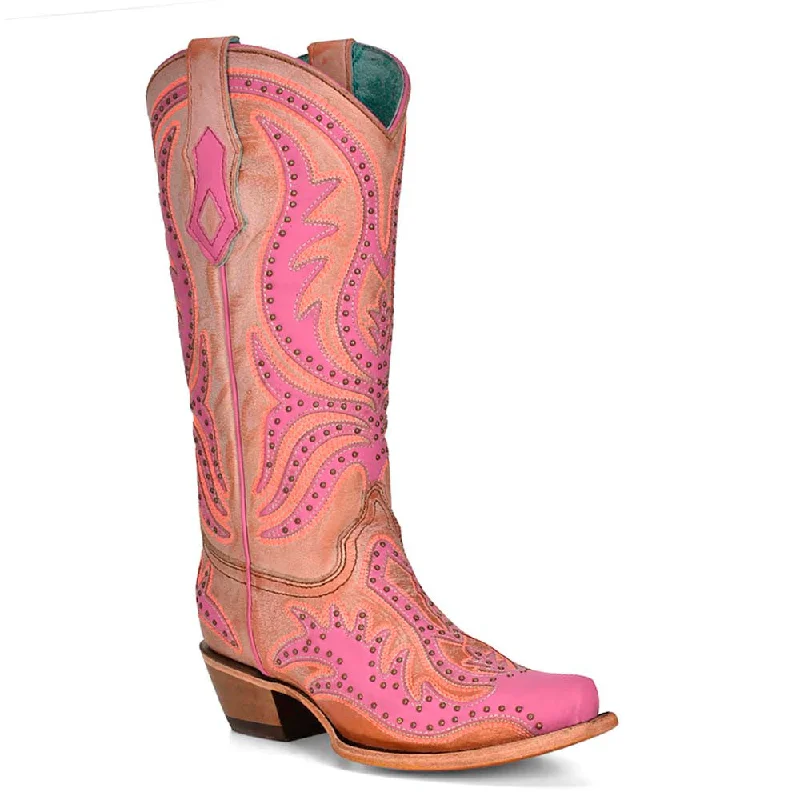 boots for walking-  Corral Women’s Western Pink Overlay & Fluorescent Embroidery Boots