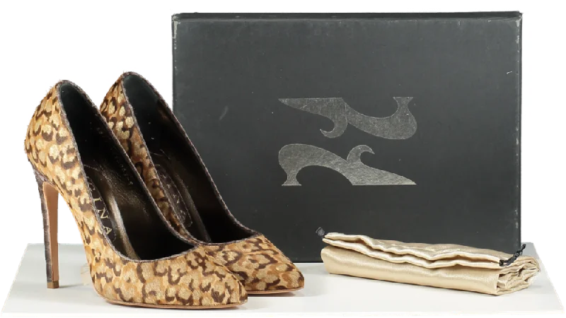 GINA Beige Pony Skin Animal Print Court Shoes UK 5 EU 38 👠