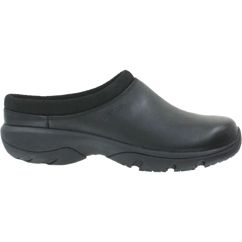 mules-&-clogs-with-cushioned-footbed-Clogs-with-chunky-platform-Men's Merrell Encore Rexton Slide Black Leather