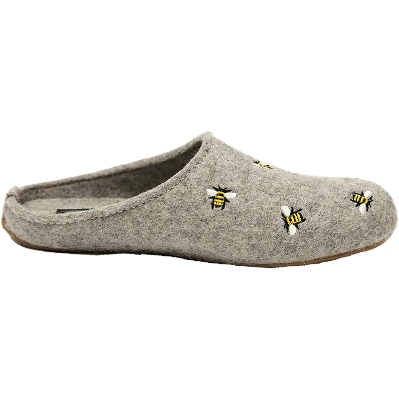 warm cozy slippers-  slippers for lounging in comfort-Women's Haflinger API Silver Grey Wool