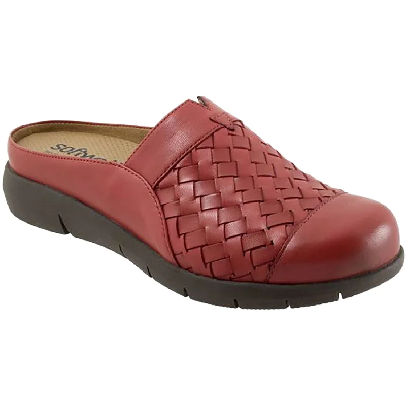 mules-&-clogs-with-high-arch-support-Red-clogs-Women's Soft Walk San Marcos II Red Leather