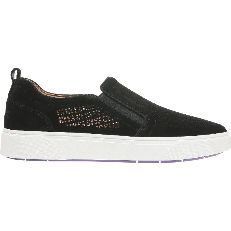 casual shoes for daily activities-Casual shoes for walking to work-Women's Vionic Kimmie Perf Black Suede