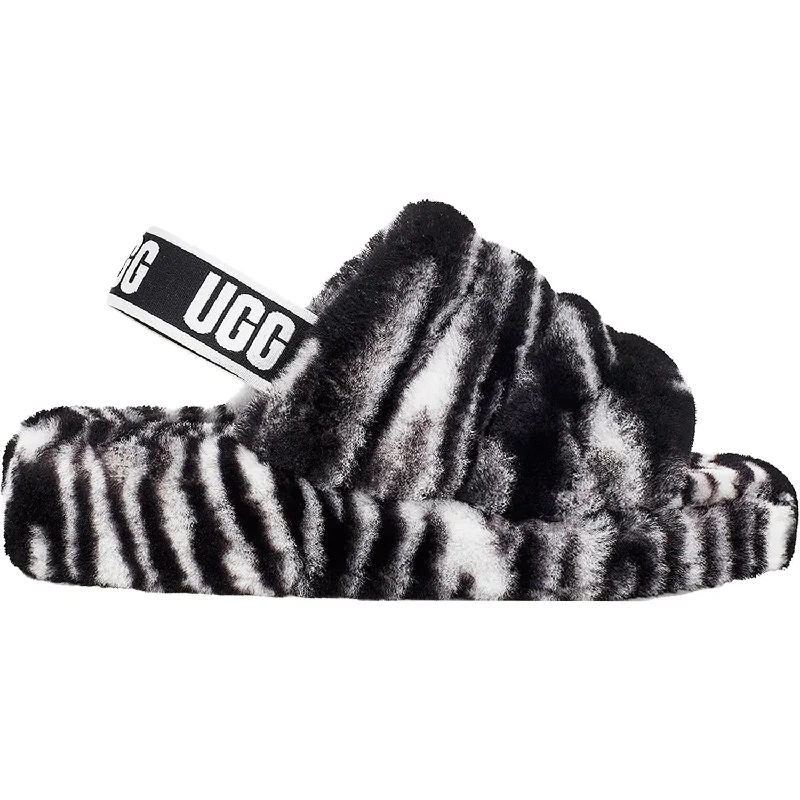 non slip warm slippers-  slippers with a sleek, modern design-Women's UGG Fluff Yeah Slide Zebra Sheepskin