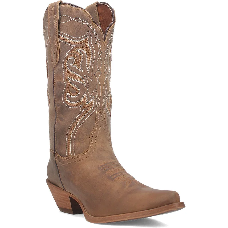 boots for laborers-  Dan Post Women's Square Toe Tan/Denim Ellie Leather Boots