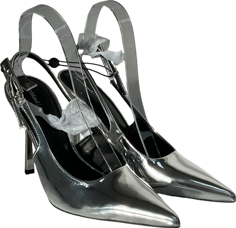 River Island Metallic Silver Pointed Heels UK 5 EU 38 👠