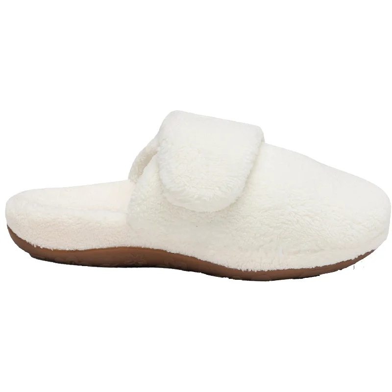 house slippers with memory foam-  slippers for ultimate lounging comfort-Women's Aetrex Mandy Ivory Terrycloth