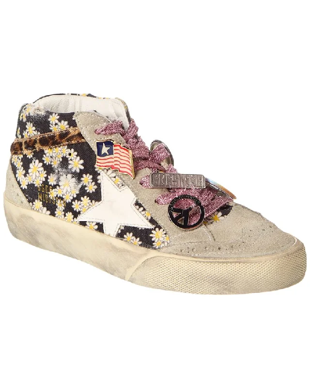 athletic shoes for dynamic movements-  Shoes for sprinting with comfortable foot arch support-Comfortable sandals for keeping feet fresh-GOLDEN GOOSE Mid Star Daisies Printed Canvas Upper