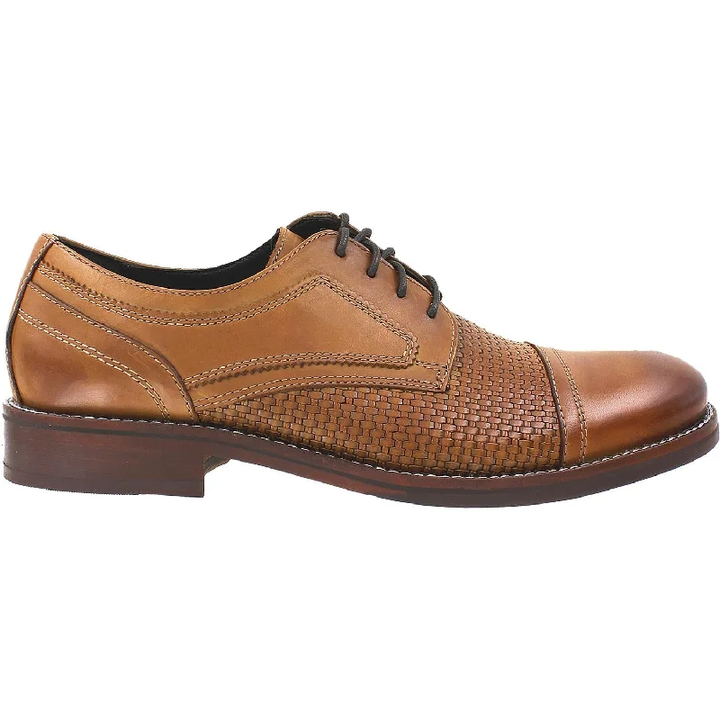 casual shoes for dinner outings-Casual shoes for traveling on a budget-Men's Rockport Wyat Cap Toe Cognac Leather