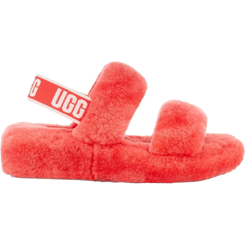 warm fur slippers-  slippers for perfect warmth inside-Women's UGG Oh Yeah Coral Sheepskin