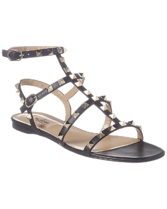 sandals with stylish closure-  Sandals for the beach-Valentino Rockstud Caged Leather Ankle Strap Sandal