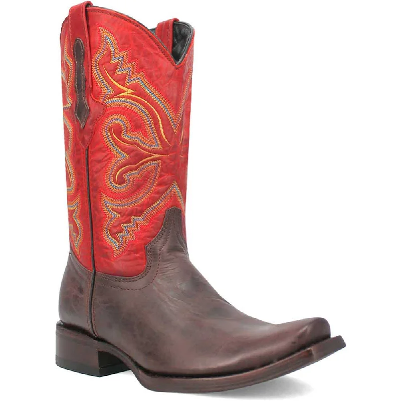 boots with moisture-wicking fabric-  Dingo True Grit Brown and Red Snoot Toe Leather Western Boots