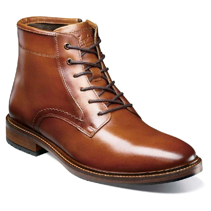 boots for night out-  Florsheim Forge Plain Toe Cognac Lace Up Boots