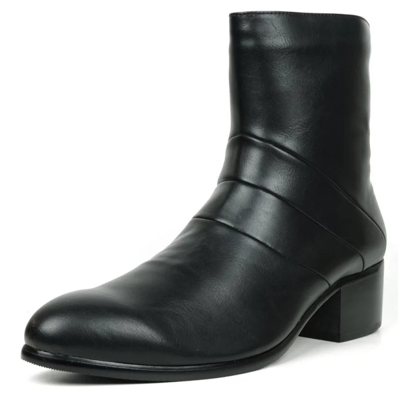 boots for protection-  Fiesso FI-7540 Black Boot High Heel with Zipper Boots