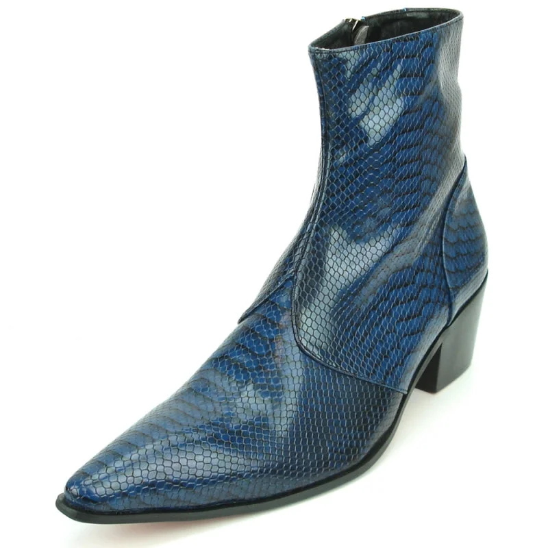 boots for timeless looks-  Fiesso FI-7240 Blue Boots