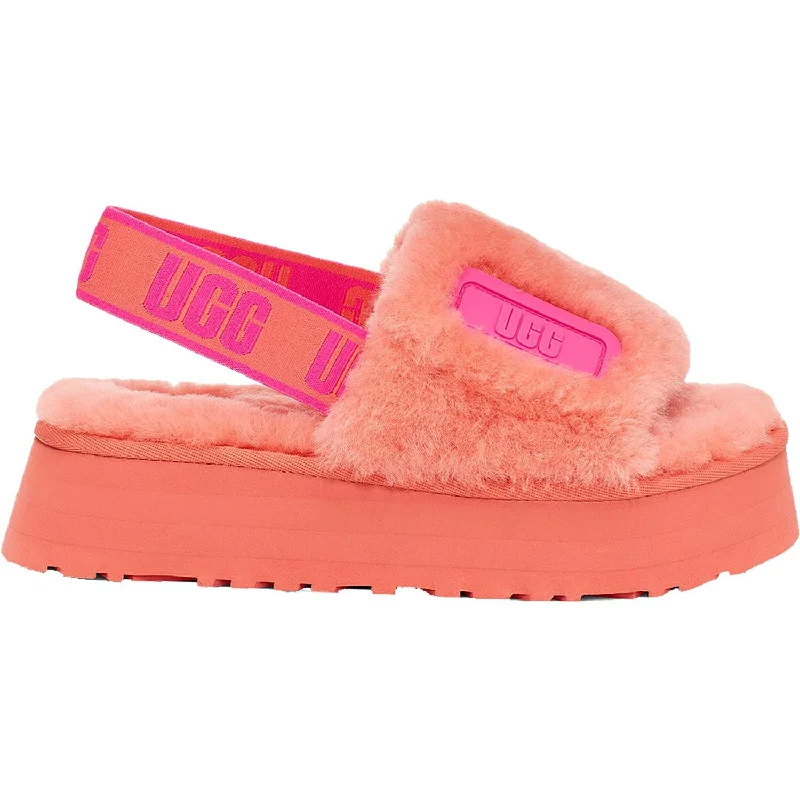 soft plush slippers-  slippers with cozy lining for warmth-Women's UGG Disco Slide Vibrant Coral Sheepskin