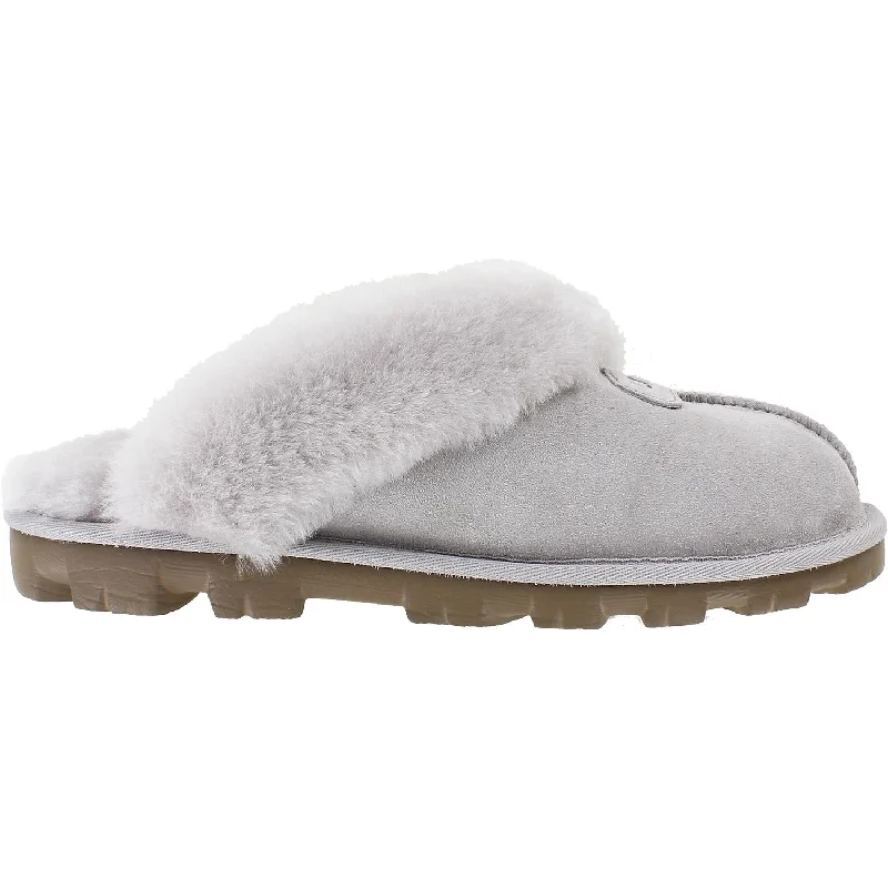 slippers with cushion-  slippers with thick plush lining-Women's UGG Coquette Feather Grey Suede