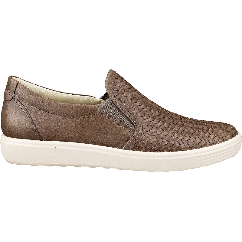 casual shoes for stylish and casual look-Stylish casual shoes for running casual errands-Women's Ecco Soft 7 Woven Slip-On Taupe Leather