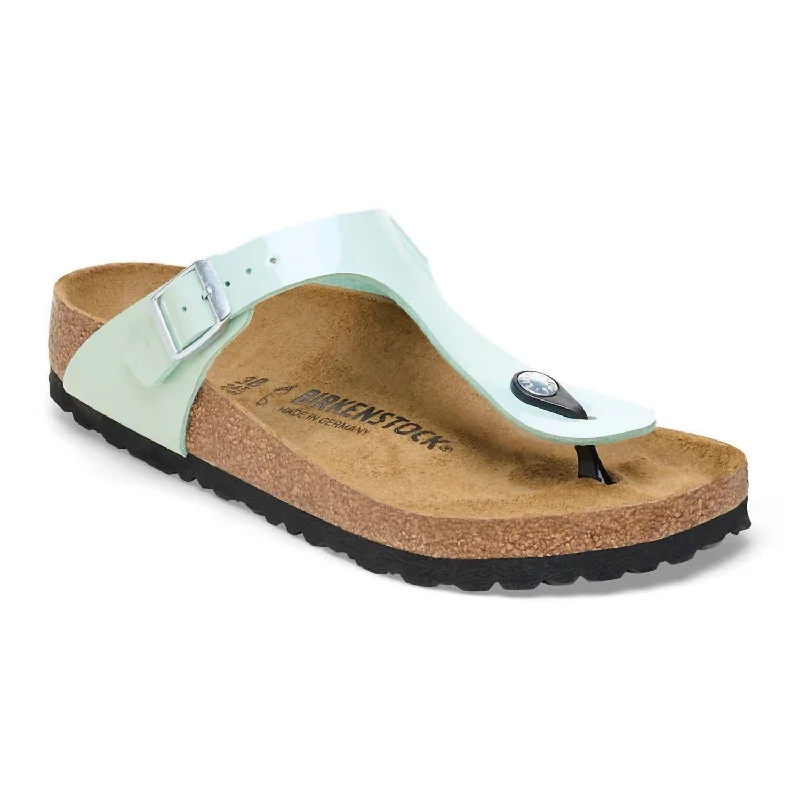 sandals with suede material-  Sandals for hiking in warm temperatures-Women's Gizeh Birko-Flor Patent Sandal In Patent Surf Green