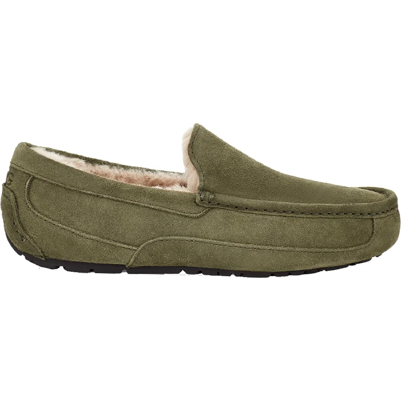 breathable soft slippers-  slippers for comfort that lasts all day-Men's UGG Ascot Burnt Olive Suede