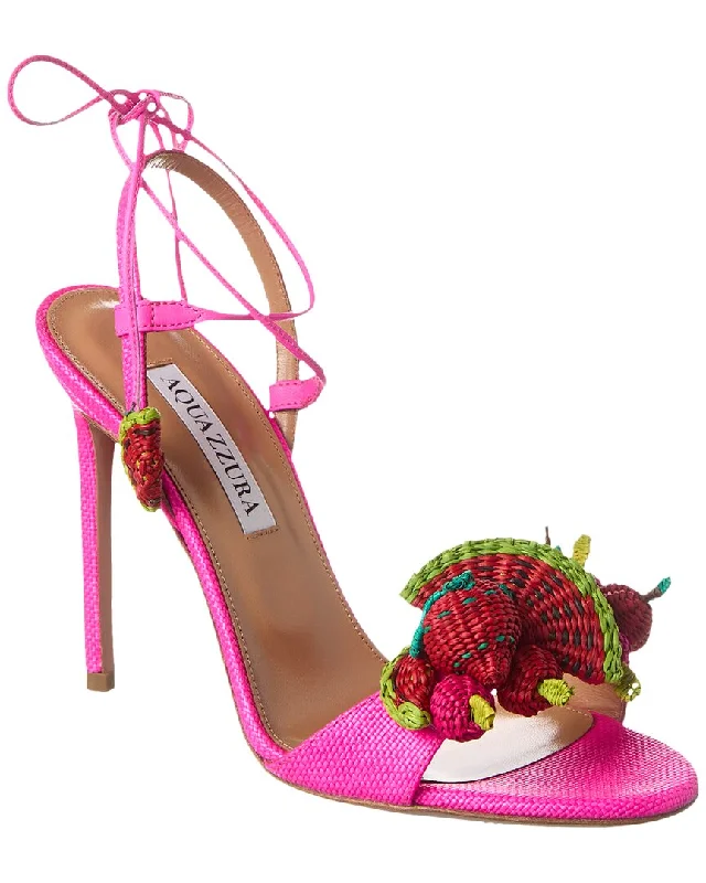 sandals with closed toe-  Sandals for keeping feet cool on sunny days-Aquazzura Strawberry Punch 105 Raffia & Leather Sandal