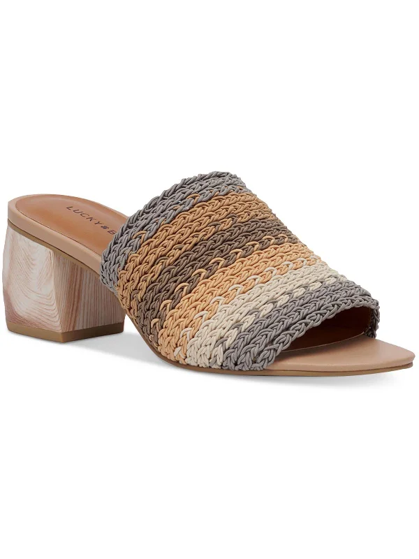 sandals for light summer look-  Sandals for casual wear on vacation-Nanssi Womens Woven Slip-On Heels