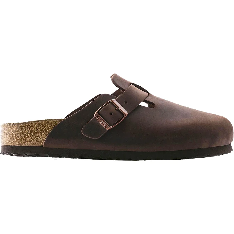 mules-&-clogs-with-warm-feel-Stylish-heel-clogs-Unisex Birkenstock Boston Soft Footbed Habana Oiled Leather