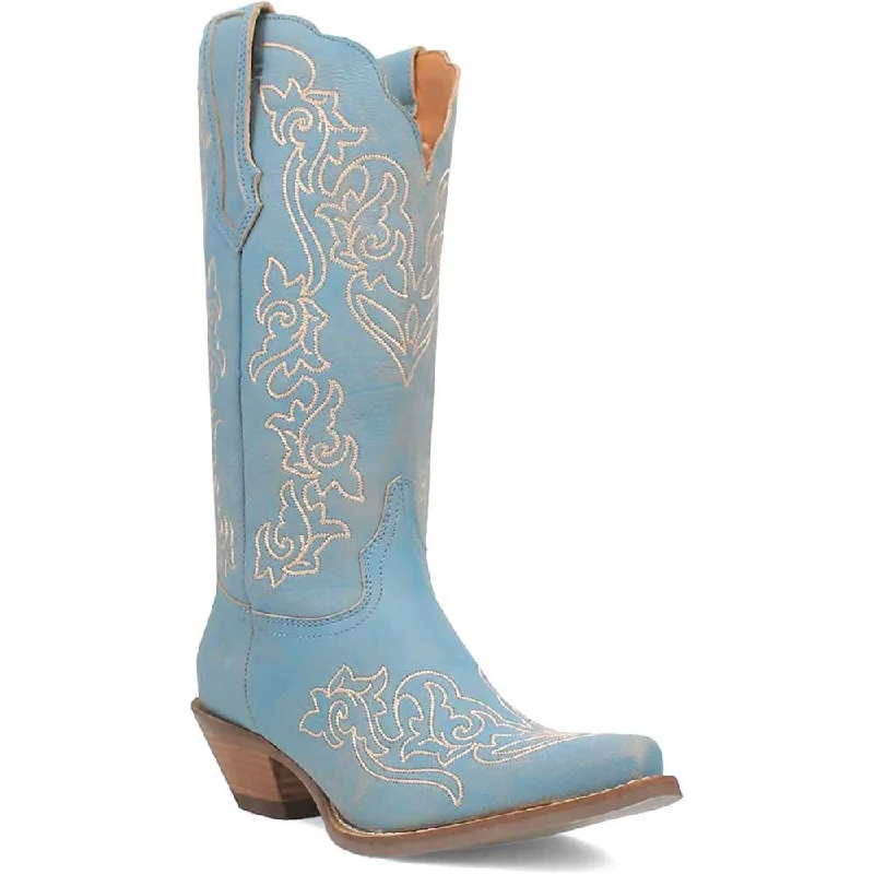 boots for Sunday brunch-  Dingo's Flirty N' Fun Blue Almond Toe Leather Boots