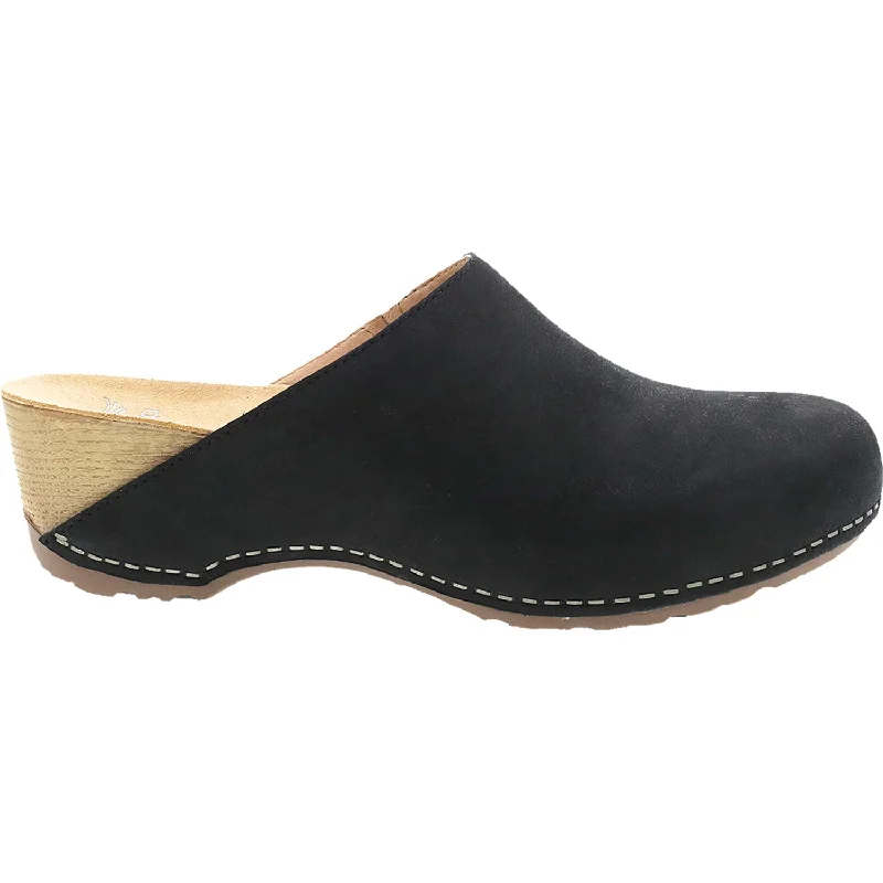 mules-&-clogs-with-stretch-fit-Mules-for-work-Women's Dansko Talulah Black Milled Nubuck