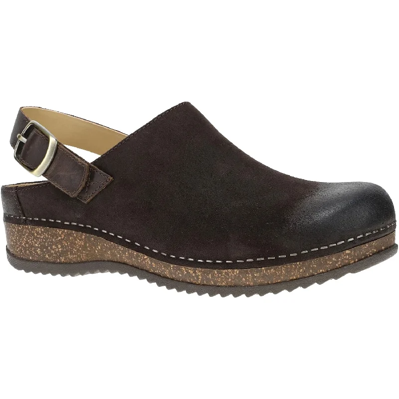 mules-&-clogs-with-good-cushioning-Stylish-casual-mules-Women's Dansko Merrin Chocolate Burnished Suede