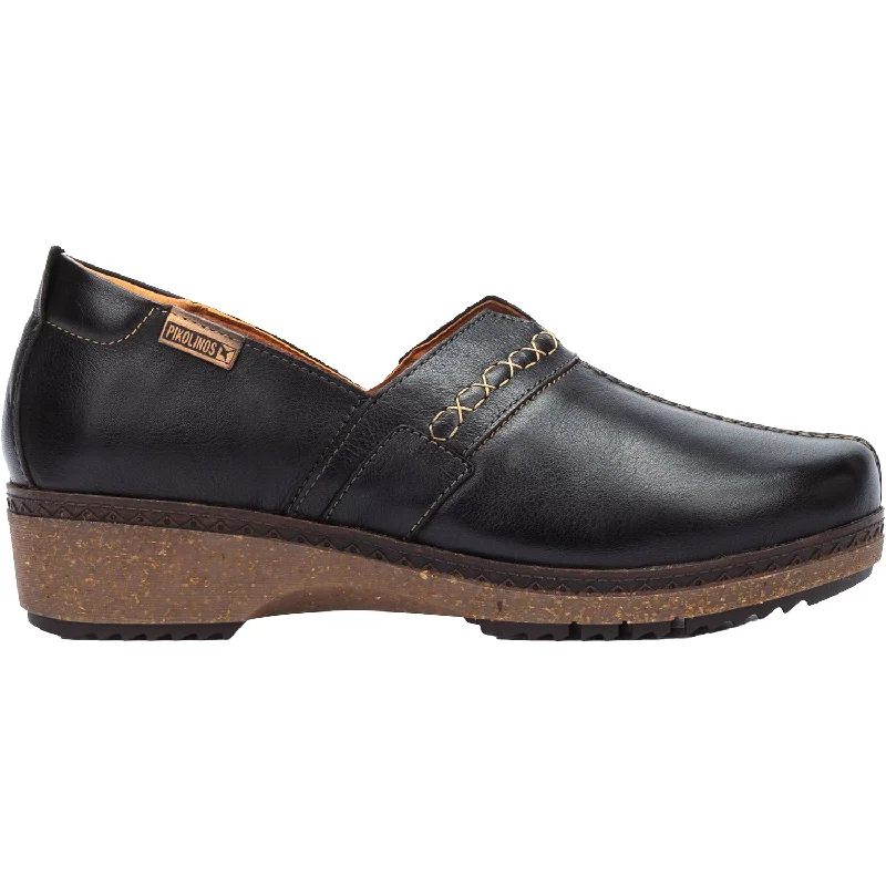 mules-&-clogs-for-cold-weather-Mules-for-daily-activities-Women's Pikolinos Granada W0W-3627 Black Leather