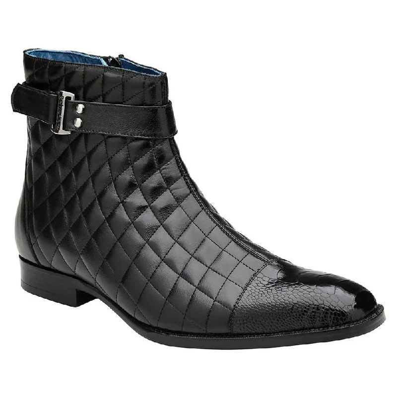 boots for daily walking-  Belvedere Libero Black Ostrich Leg & Quilted Leather Boots