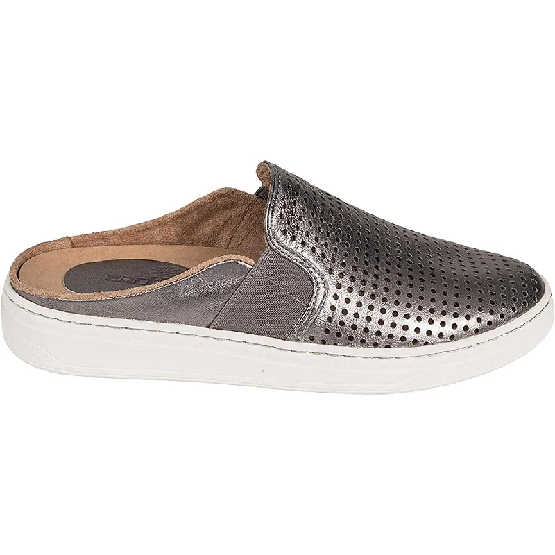 mules-&-clogs-with-stretchable-sole-Comfortable-mules-for-wide-feet-Women's Earth Zest Silver Leather