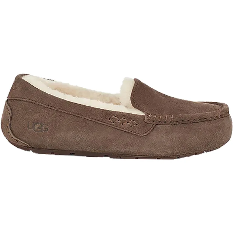 soft furry slippers-  slippers for mornings at home-Women's UGG Ansley Espresso Suede