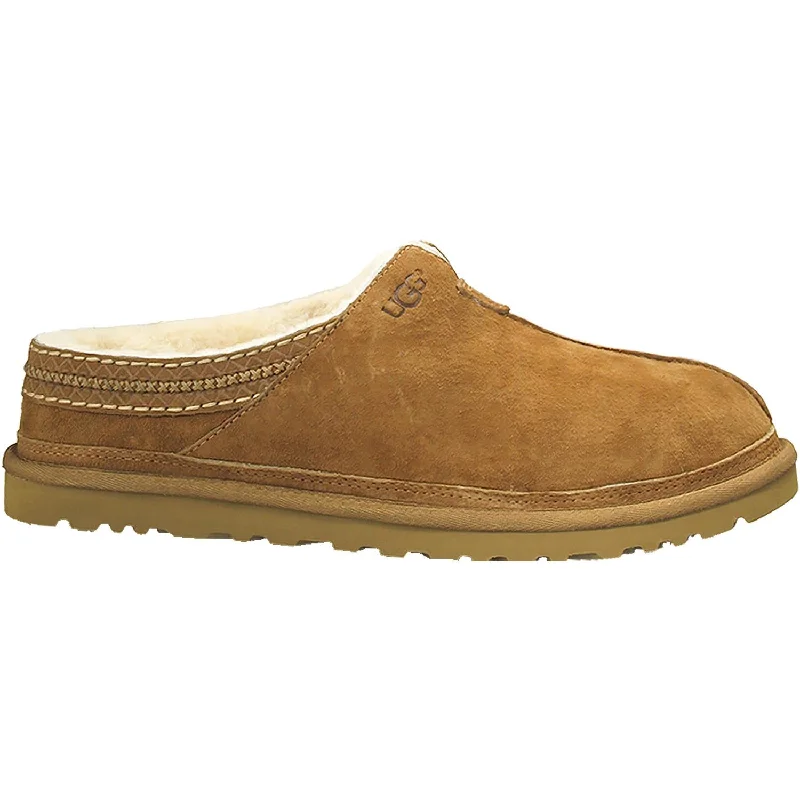 warm slippers for winter-  slippers for keeping feet warm indoors-Men's UGG Neuman Chestnut Suede