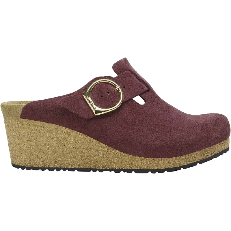 mules-&-clogs-with-metallic-finish-Clogs-with-soft-upper-Women's Birkenstock Papillio Fanny Berry Crush Suede