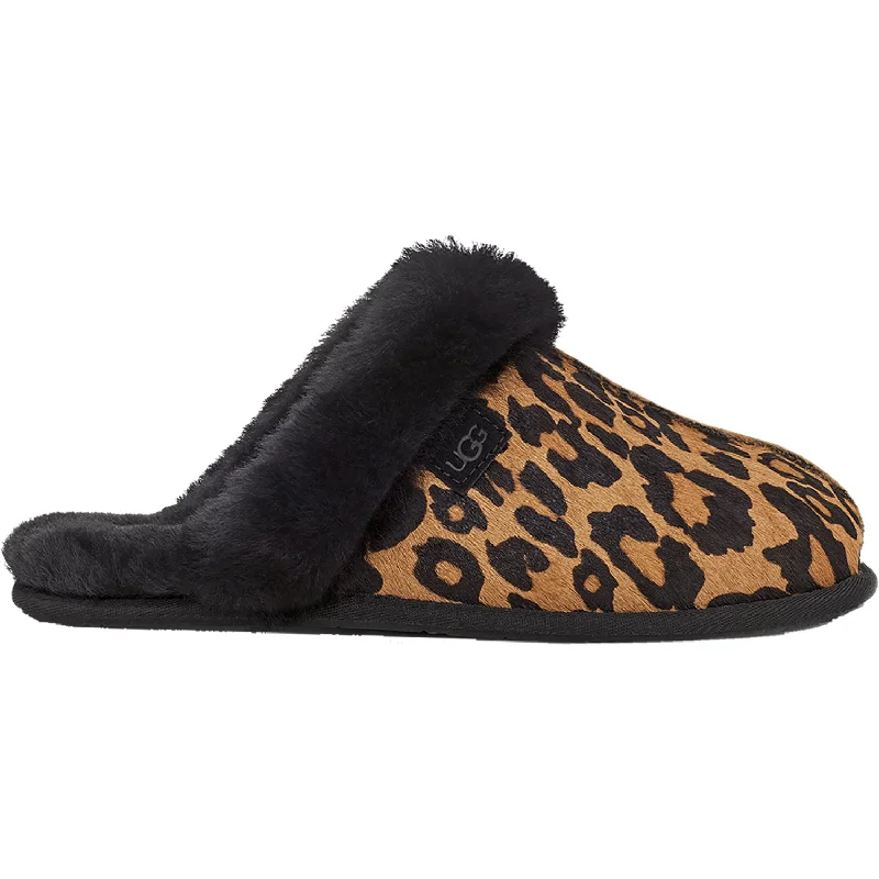 fluffy home slippers-  slippers with soft, fluffy insides-Women's UGG Scuffette II Panter Print Butterscotch Suede