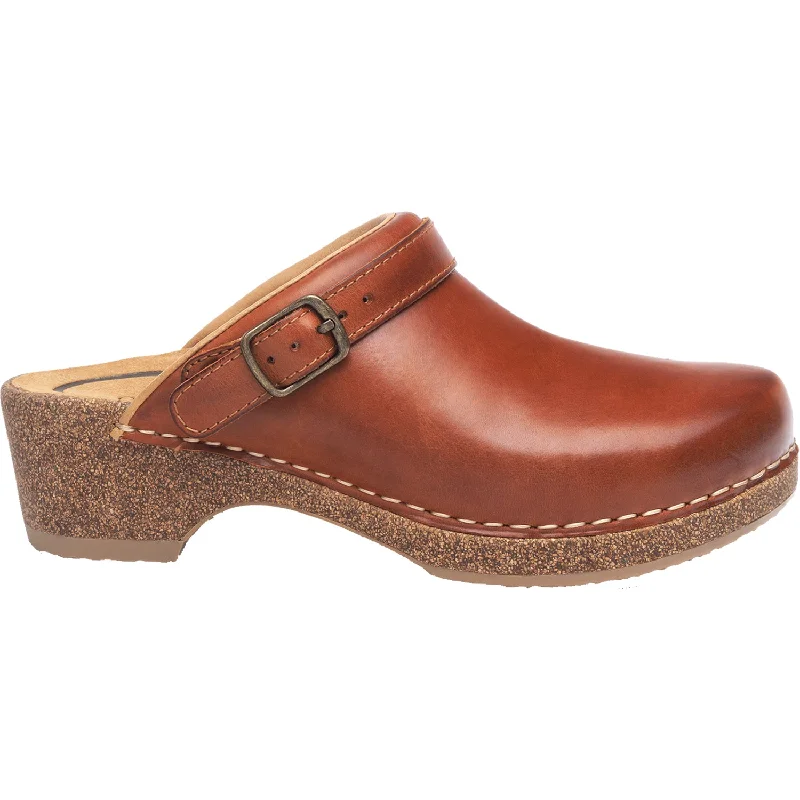 mules-&-clogs-with-vegan-leather-Slip-on-leather-clogs-Women's Aetrex Beckie Cognac Leather