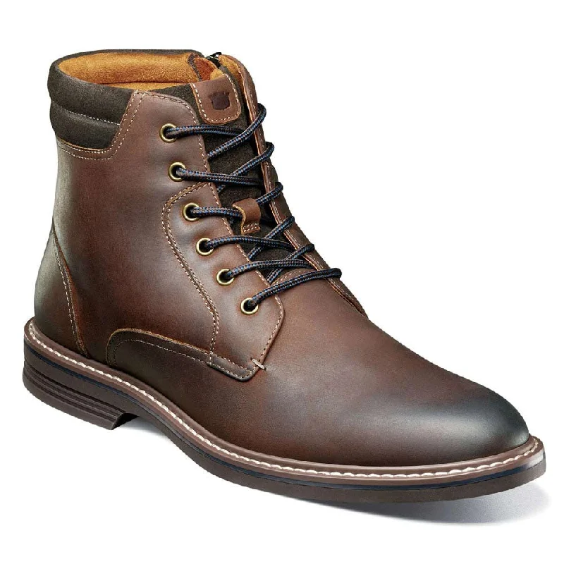 boots for military-  Florsheim NORWALK Plain Toe Brown CH Lace Up Boots