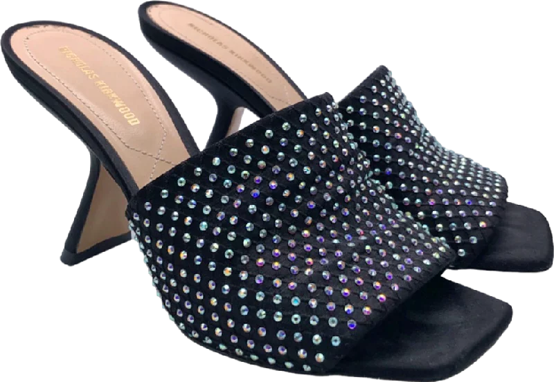 Nicholas Kirkwood Black Gem-Embellished Heeled Mules EU 37