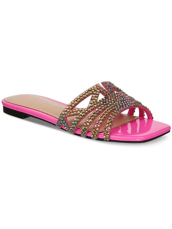 sandals for comfort and style-  Fashion sandals for evening wear-Tianah Womens Rhinestone Slip On Slide Sandals