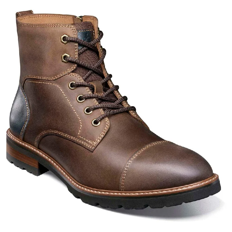 boots for combat style-  Renegade Cap Toe Brown Crazy Horse Lace Up Boots