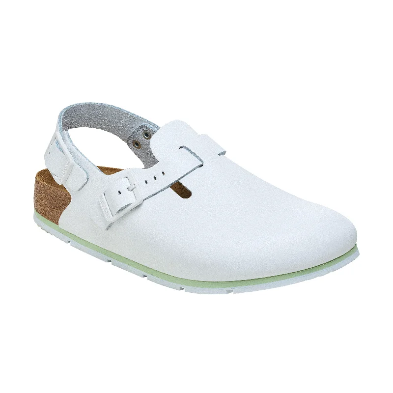 mules-&-clogs-with-gentle-footbed-Clogs-for-busy-days-Tokio Pro White PU Coated Natural Leather