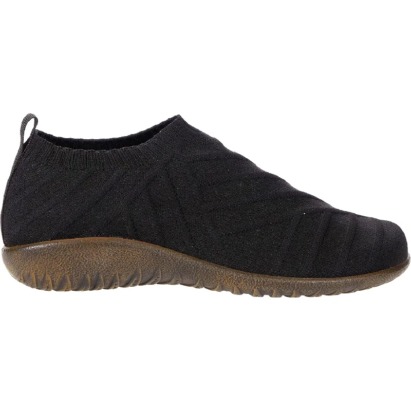 casual shoes for cushioned sole-Casual shoes for family day trips-Women's Naot Okahu Black Knit Fabric