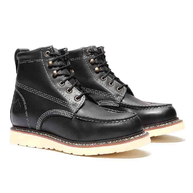 boots for western fashion-  Bonanza Frontier Classic 6-Inch Black Moc Toe Boots