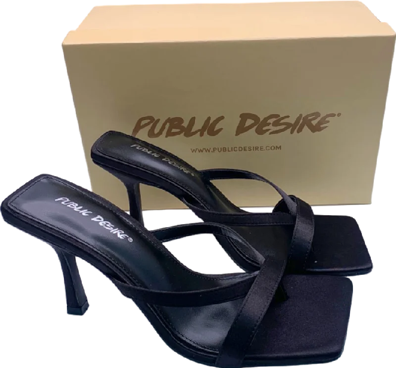 Public Desire Black Arwen Satin Heels UK 6