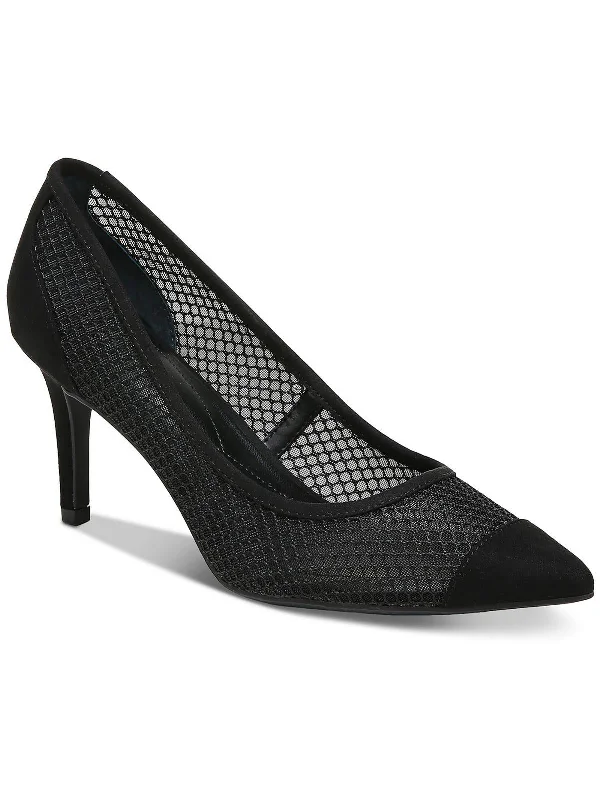 Jeeny Womens Mesh Faux Leather Trim Pumps