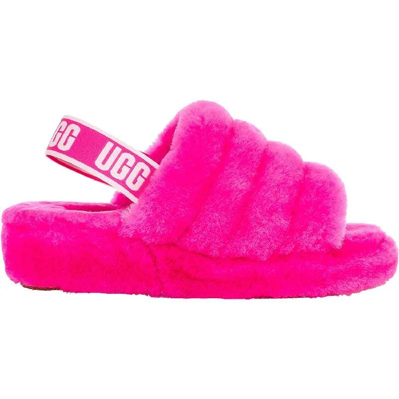 best house slippers for men-  slippers for relaxing on the couch-Women's UGG Fluff Yeah Slide Rock Rose Sheepskin