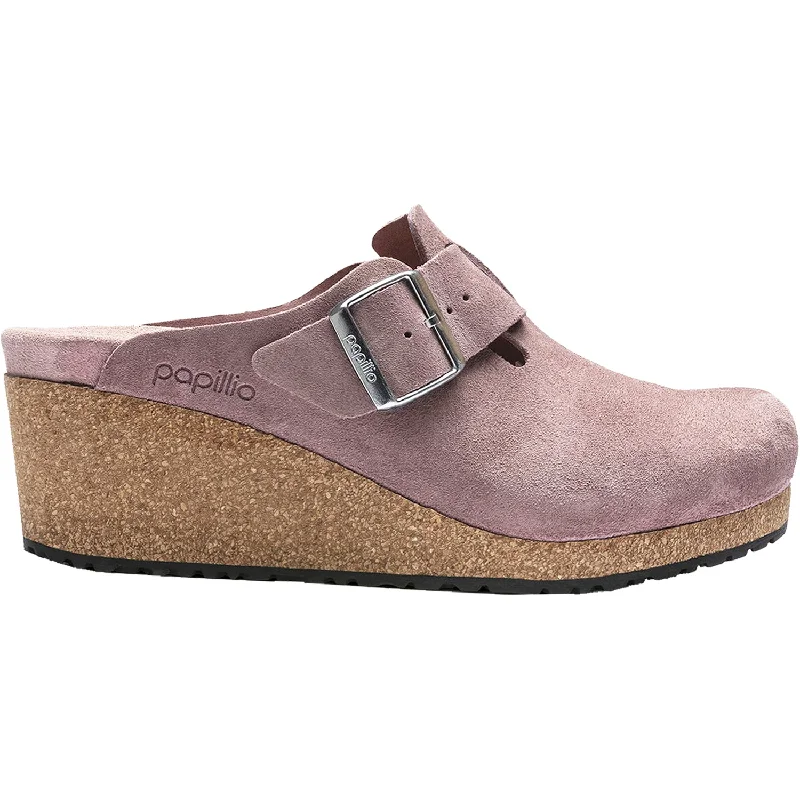 mules-&-clogs-with-massage-footbed-Clogs-with-belt-Women's Birkenstock Papillio Fanny Lavender Blush Suede